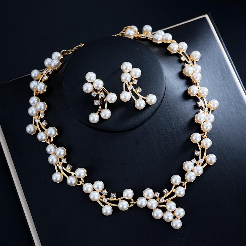 European and American Fashion Light Luxury Necklace Earrings Two-piece Set Bridal Wedding Accessories Dress Set Female 2026