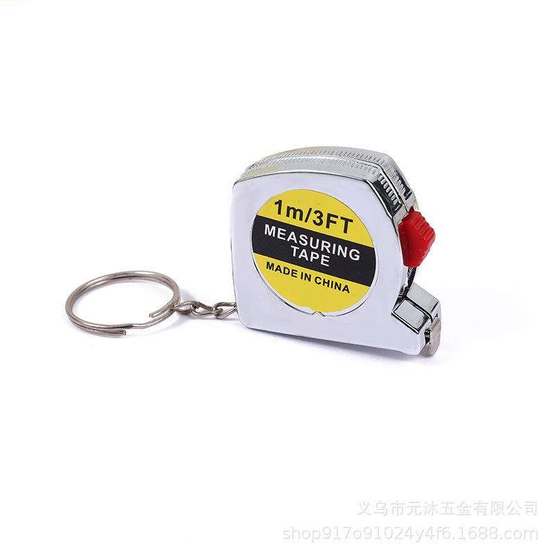 1-Meter Steel Tape Measure (Electroplated) – Mini Portable Dual-Scale Gift-Packaged Plastic Keychain