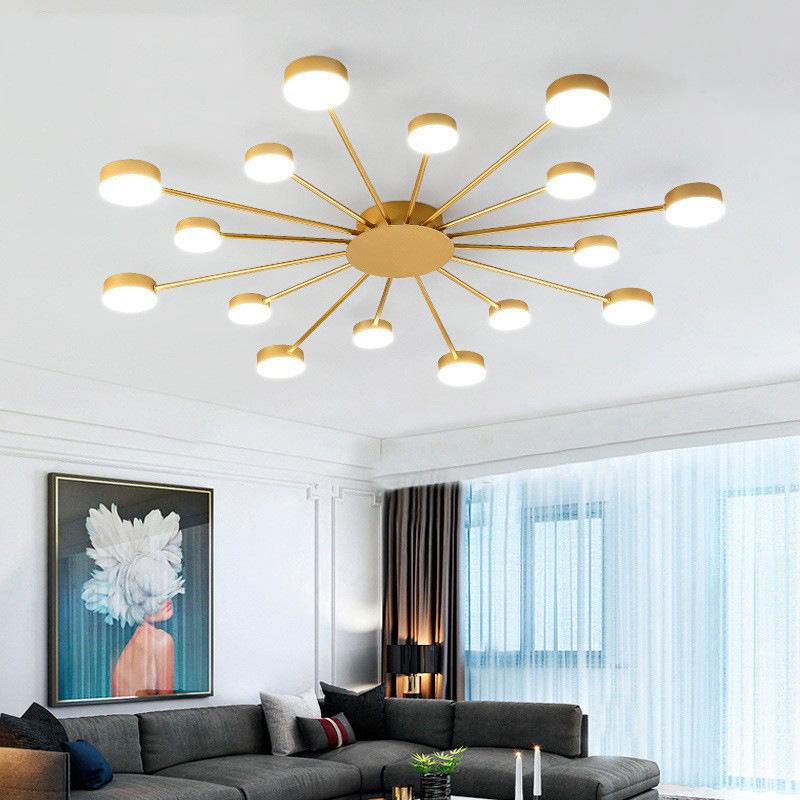 LED Chandelier with Built-in Light Source, Gold Black Modern Ceiling Lamp, 6/8/10 Heads Spider Pendant Lighting Fixture for Home Living Room