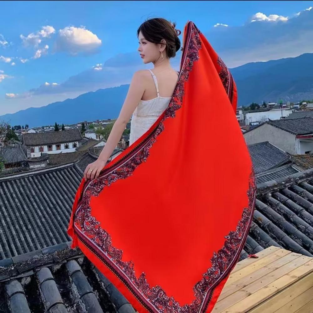 Chaka Salt Lake Great Northwest Tourism Ethnic Style Scarf Silk Scarf Women'S Summer Seaside Beach Shawl Sunscreen Thin