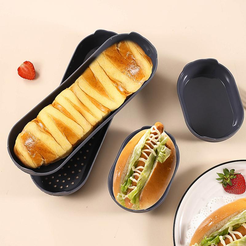 Nonstick Silicone Hot Dog Bun Mold Loaf Baking Tray Reusable Bread Pan Heat Resistance Baguette Baking Mould Kitchen Accessories