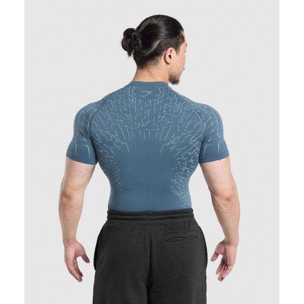 Gymshark TecTonic Seamless T shirT Cargo Blue Cool Blue A1b1p Uc4f