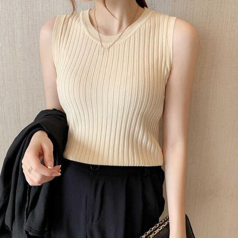 Καλοκαιρινό γυναικείο μπλουζάκι Λεπτό μεταξωτό γυναικείο αμάνικο μπλουζάκι Ice Plus Size Λευκό μπλουζάκι Δεξαμενή