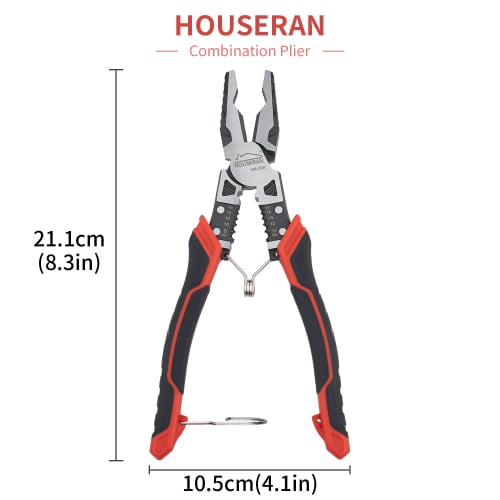 HOUSERAN Power Pliers, Electrician's Tool, 211mm, with Spring and Lock, Multi-Function
