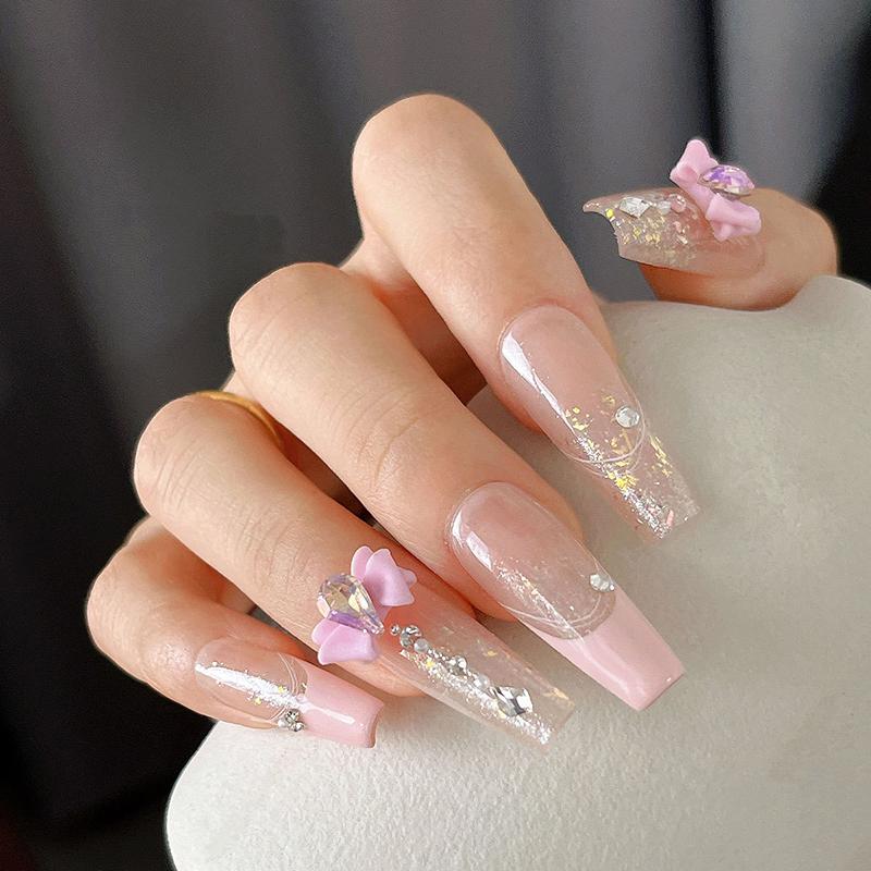 5 Pcs 3D Resin Nail Art Bow Charms With Teardrop Rhinestone Crystal Diamond Accessories Nails Decoration Supplies Material