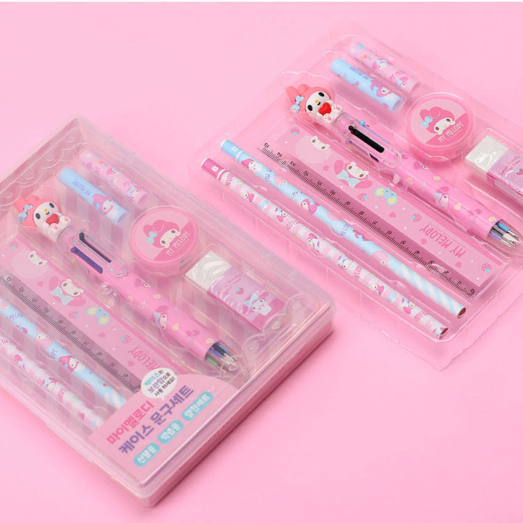 Sanrio Zestaw artykułów piśmienniczych, artykuły szkolne z postaciami, artykuły do szkoły podstawowej, zestaw upominkowy, podstawowy typ