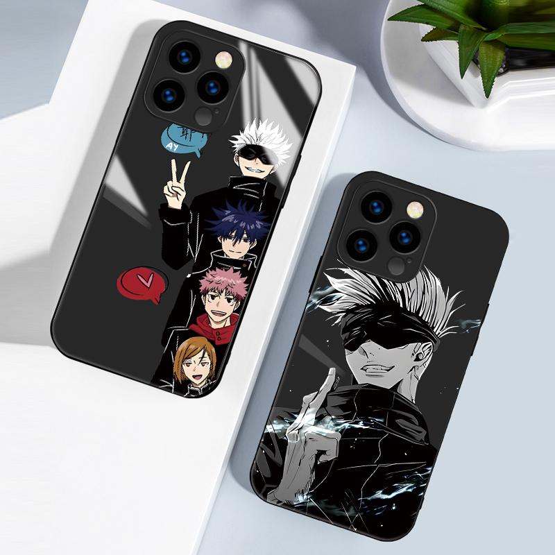 Tempered Glass Casing Jujutsu Kaisen Gojo Satoru Printed Cartoon Protective Cover Soft Case Shell for Xiaomi Redmi
