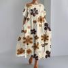 Damesmode Gradient Print Ronde Hals Korte Mouw Losse Grote Zak Jurk
