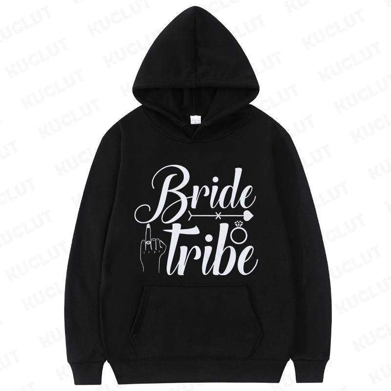 Fashion Team Bride Tribe Hoodies Women Ring Crown Print Soft Pullover Sweatshirts for Wedding Bachelorette Party Outerwears