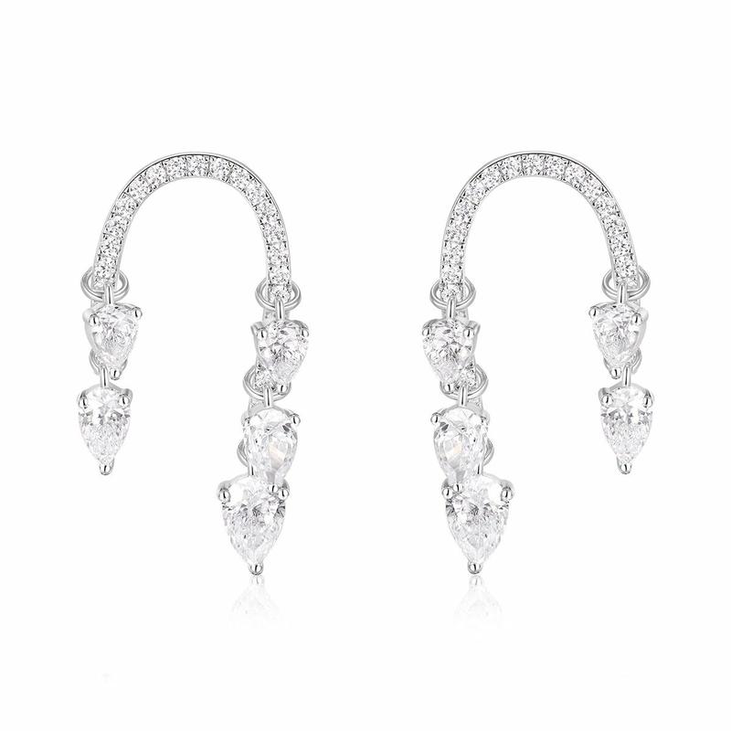 APM Monaco earrings [Romantic Confession] Pear-shaped arched pavé water drops, luxurious and sparkling personality, 925 silver zircon AE14465OX