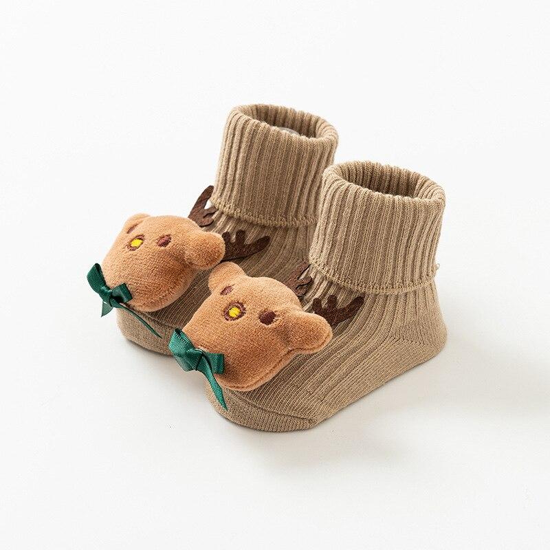 Cute Cartoon-Doll Decoration Baby Socks Spring Summer Anti-slip Newborn Baby Socks for Floor for 0-2 Baby Comfortable Loose