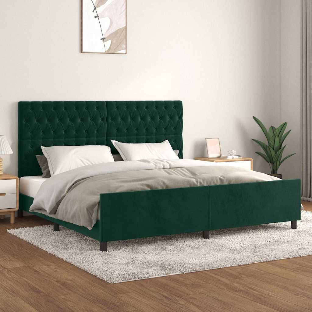 Bed Frame without Mattress Dark Green 200x200 cm Velvet