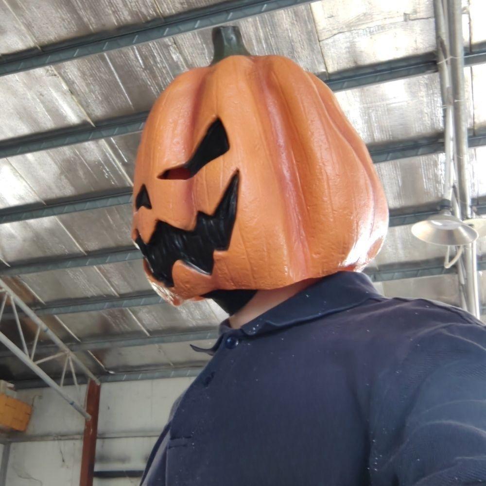 Latex Jackolantern Mask Head Cover Scary Pumpkin Mask Dress Up Props Masquerade Mask  Haunted House