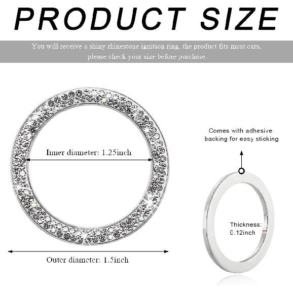 Car Bling Crystal Rhinestone Engine Start Ring Decals, Sparkling Diamond Car Push Start Button Ignition Ring Sticker, Auto Key Ignition Knob Ring
