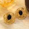 Hollow Round Earrings Women's Gold Retro Stud Earrings Light Luxury High-end Earrings Temperament Exaggerated Earrings