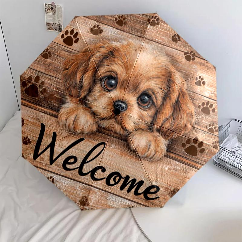 1PC cute dog pet puppy Umbrella Portable Folding Umbrella Iron Frame Hole Bone Structure Outdoor Home Umbrella A10