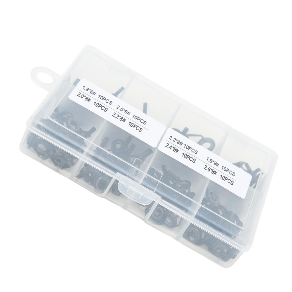 80pcs Ceramic and Stainless Steel Fishing Rod Part Tip Tops Guides Ring Kit Set