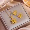 Top Luxury Gold Plated Copper Pendant Necklaces Earrings For Women Trendy Fashion Female Jewelry Set Girls Clavicle Chain
