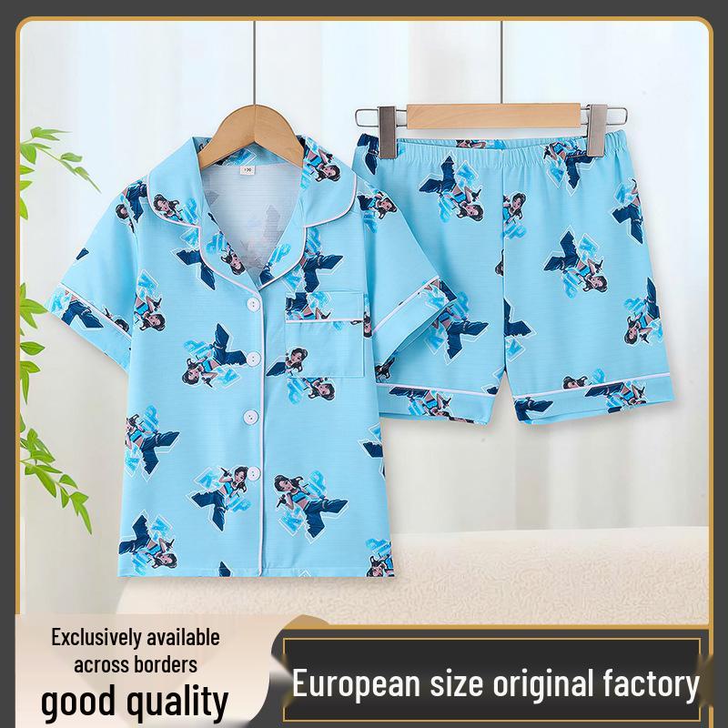 Girls Cartoon Anime Short-Sleeve Pajama Set - Two-Piece Homewear 140 cm