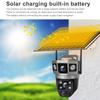 Solar-powered Surveillance Camera, HD 2-lens 3-screen Display, 10x Zoom, Automatic Human Detection Tracking, 4G/WIFI CCTV Recorder