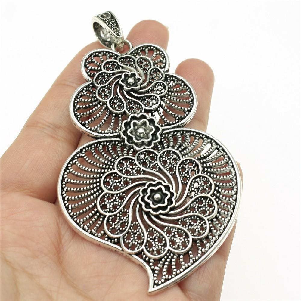1pcs Big Size Hollow Flower Heart Pendant For Necklace Making DIY Handmade Craft Pendant Jewelry Making