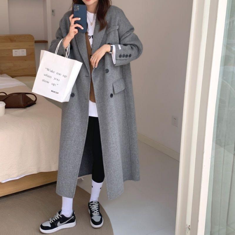 Korean Version of Loose Long Over-the-knee Woolen Coat In Autumn and Winter 2008 Female Short Grey Long Woolen Coat