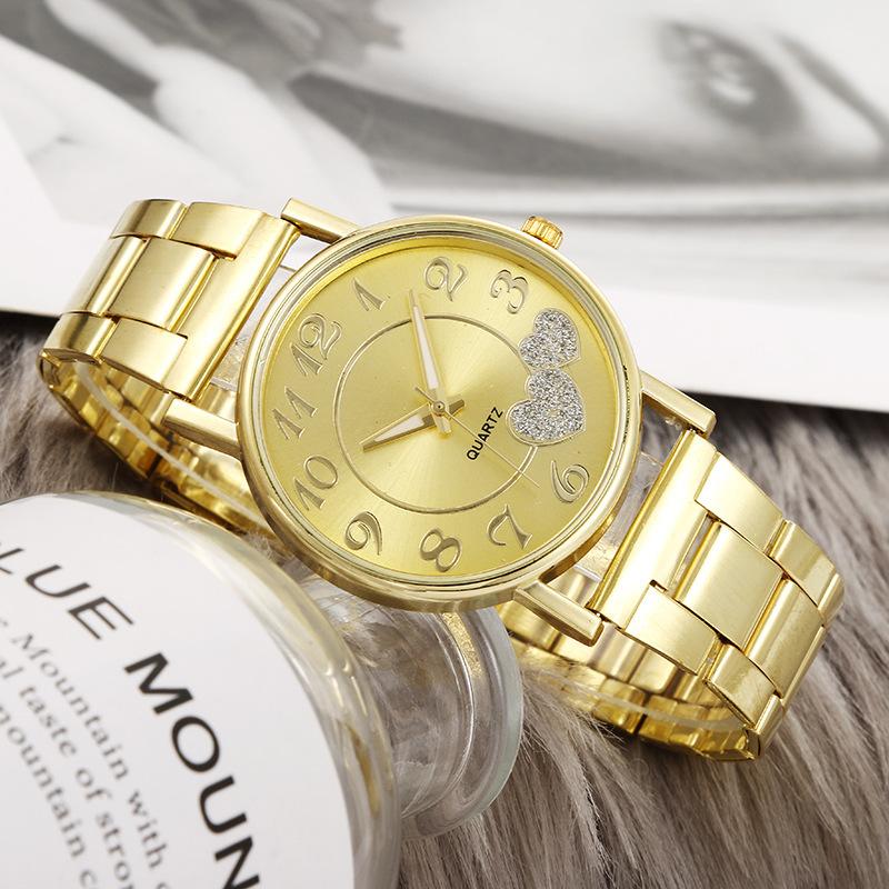2023 Luxury Casual Fashion Stainless Steel Watches Love Heart Rhinestone Ladies Watch Black Quartz Women Gift Clocks Reloj