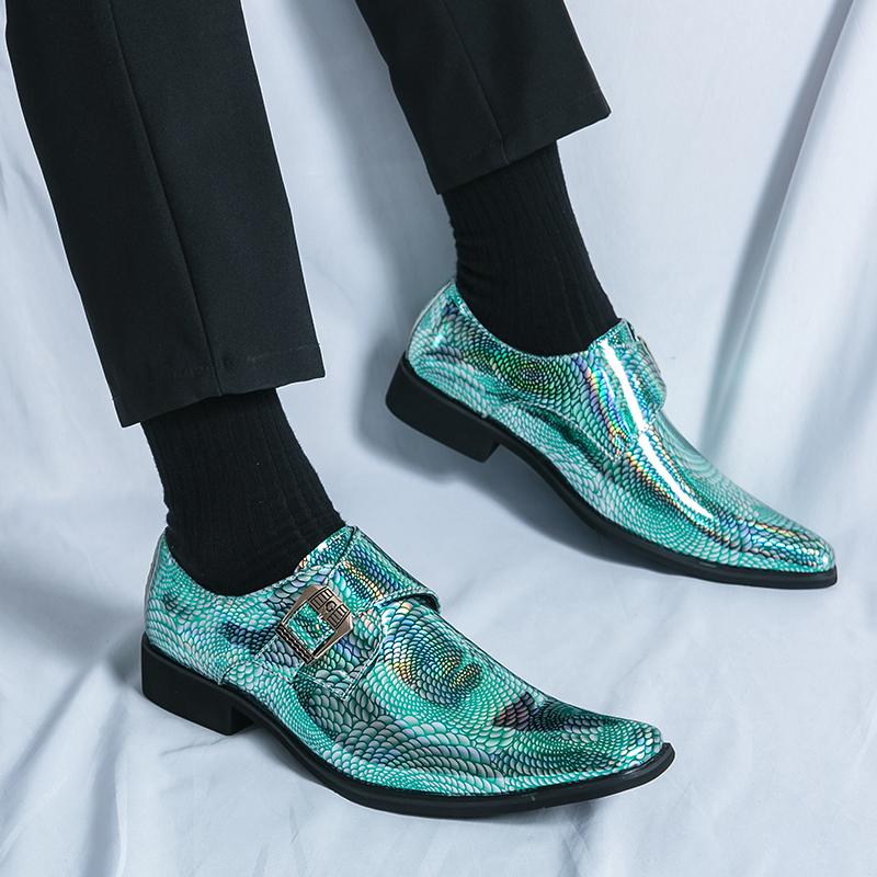 Men Glossy Leather shoes outdoor Platform Oxfords Thick Tottom Male Shoes gold Casual Mens pointed Toe club party Shoes men