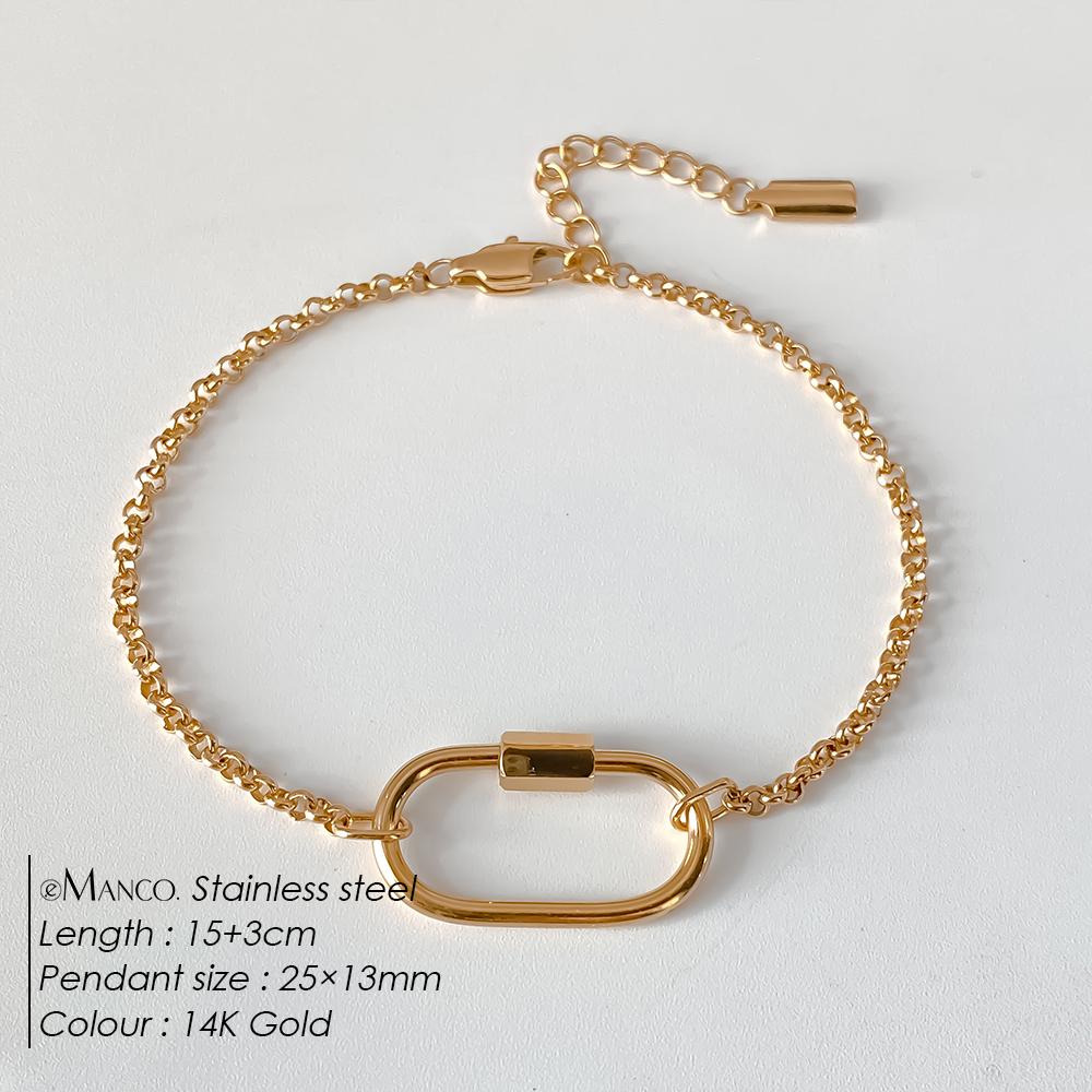 eManco Oval Buckle Heads DIY Chain Pendant Bracelet Stainless Steel Jewelry Design Match Charms Bracelets Women Accessories
