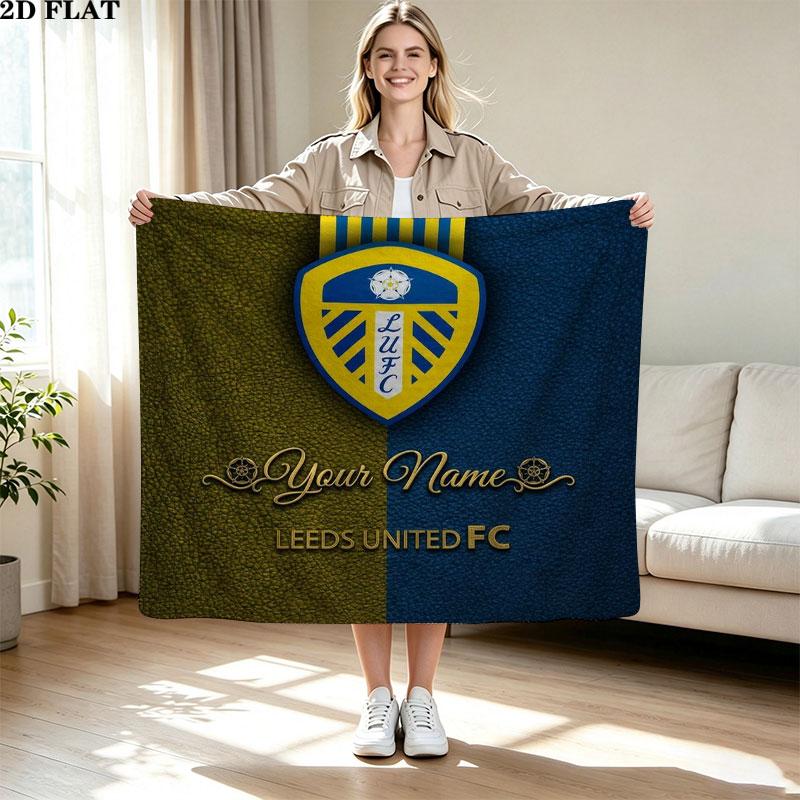 1PC Leeds United Custom Name Patterned Flannel Blanket Suitable For All Seasons for Home Decor Warmth and Comfort Gifts Holiday Present