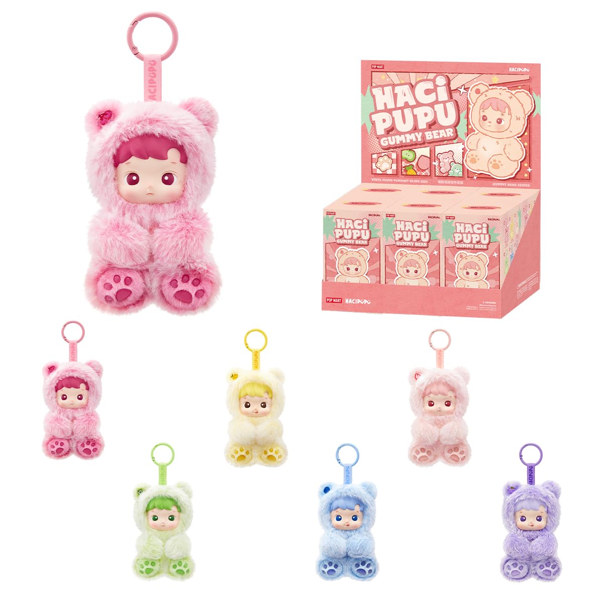 

POP MART HACIPUPU Серия Плюшевые Подвески Мишки Гамми Коробка Фигурок Gachapon Blind Box от Pop Mart Пластиковая Модель Премиальные Игрушки ПВХ Мягкий Винил Оригинал