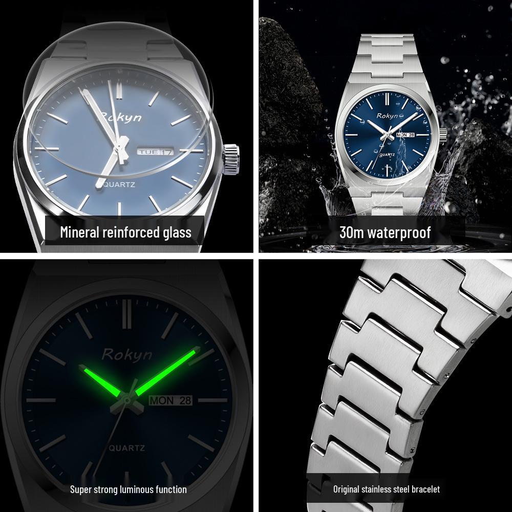 Men's Cross-Border Waterproof Quartz Watch - Slim, Stylish Business Design with Dual Calendar