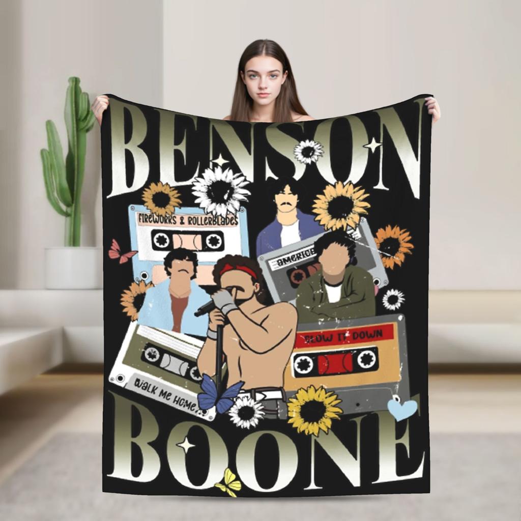 Benson Boone Vintage Style Blankets  Plush Funny Warm Throw Blankets for Bed Sofa Autumn/Winter