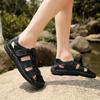 Men Outdoor Hiking Sandals Brown Leather Closed Toe Blue Beach Shoes Wide Handmade Sandals Plus Size for Father