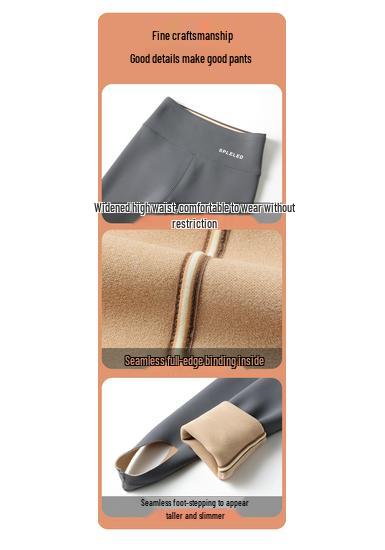 Women's High-Waisted Fleece-Lined Stirrup Yoga Pants – Warm, Thickened Base Layer with Tummy Control & Hip Lift for Autumn/Winter.