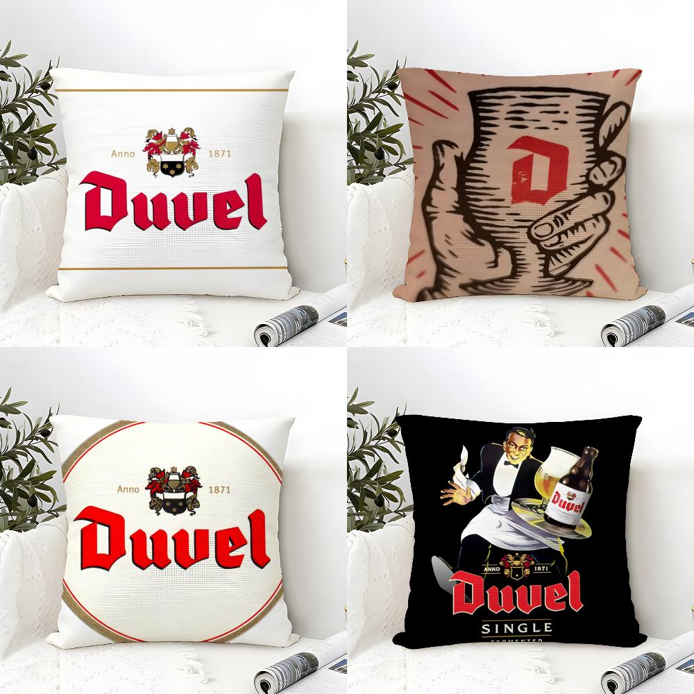 Cool D-Duvel Moortgat Brauerei 2 Kissenbezüge Natürlicher Leinen Doppelseitiger Druck Sofa Heimdekoration Kissenhülle