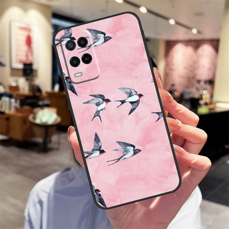 Swallow Collage Pattern Case For Oppo A40 A60 A80 A18 A38 A58 A78 A98 A16 A76 A96 A15 A17 A77 A74 A94 A54 A57S Cover