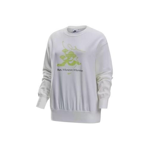 Nike Women s Gray Fleece-Lined Loose Fit Crewneck Sweatshirt EU L