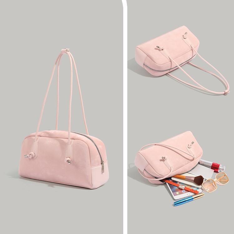 Korean Style High-End Boston Bag for Women, New Large Capacity Casual Handbag, Commuting Versatile Shoulder Baguette Bag