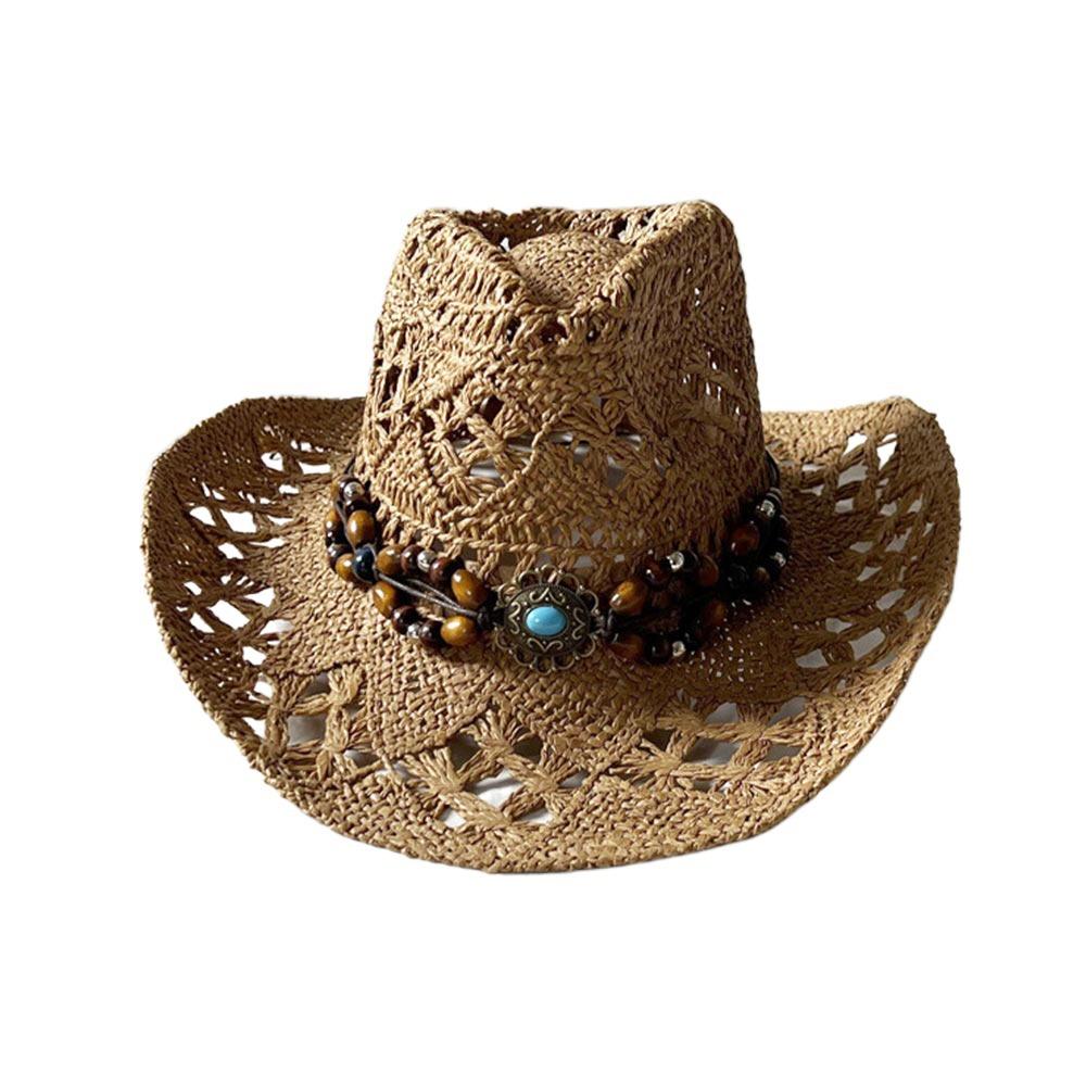 Straw Weave Sombrero Hat Hollow Out Western Cowboy Hats Bohemian Straw Hat  for Outdoor Holiday
