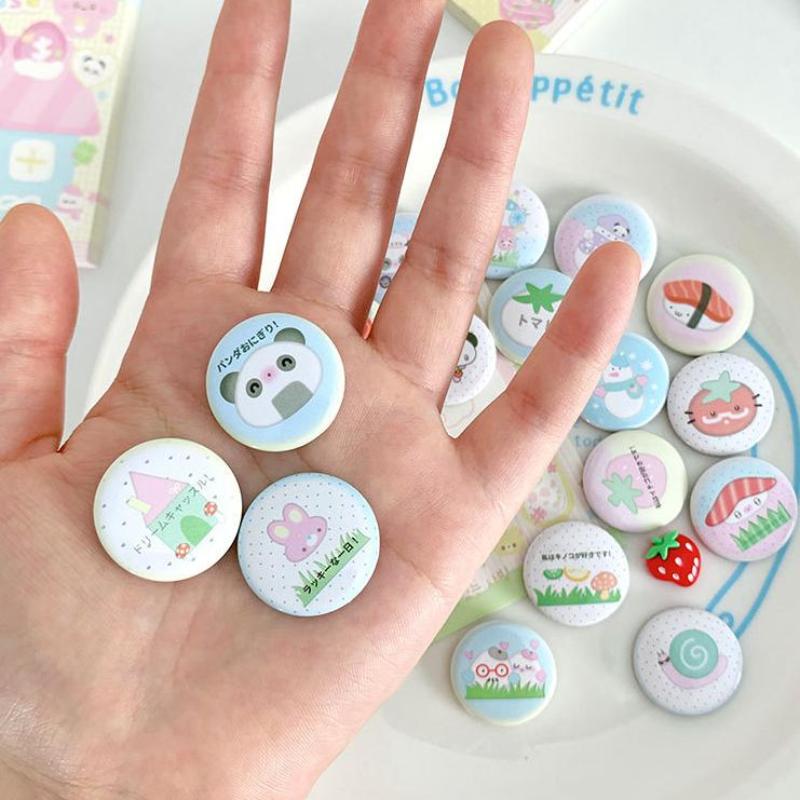 6Pcs Cute Cartoon Mini Cartoon Retro Button Badge Kawaii Kids Backpack Pencil Bag Handheld Diy Decorative Brooch Pin Accessories