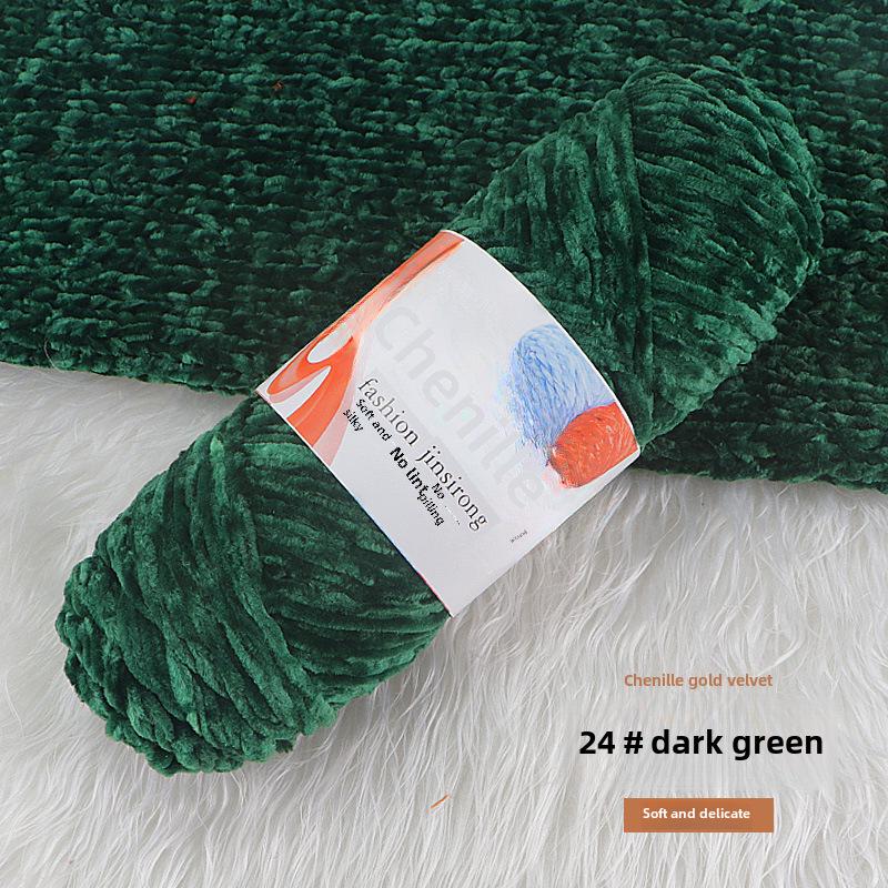 Chenille Gold Velvet Knit Scarf, Hat, Crochet Slippers, Doll Wool DIY Knitting Kit