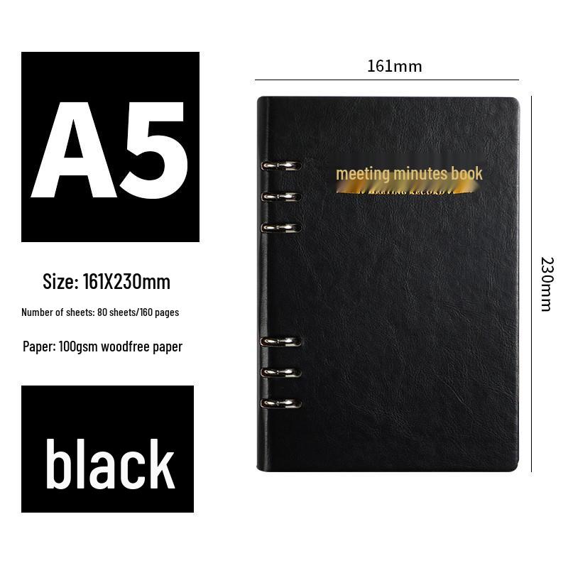 A4 Loose-leaf Meeting Notebook - Business Notepad for Minutes & Work Plan Notes