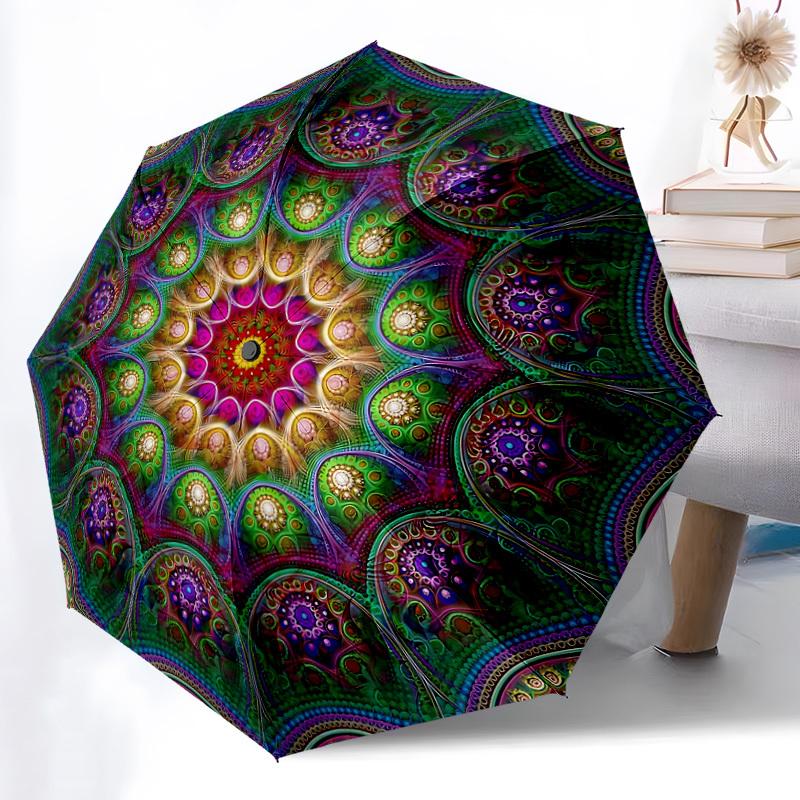 

1pc Psychedelic Mandala Automatic Umbrella - Automatic Opening And Closing, Sturdy Iron Frame, Formal Occasions yy251018110