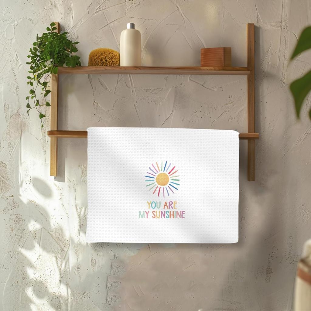 Boho Rainbow Kids Hand Towels Set of 2 - Kids Bathroom Decor Hand Towels, You are My Sunshine Dish Tea Towel for Nursery Kitchen Bathroom, Rainbow