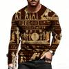 Spring Europe America Men's T-shirt Fashion Hieroglyphs Print Pullover Comfortable Men's Long Sleeve T-shirt Outdoor Oversized Tees Top
