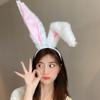 Faixa de cabelo longa de orelha de coelho de pelúcia para meninas fofas, faixa de cabeça, acessórios para cosplay