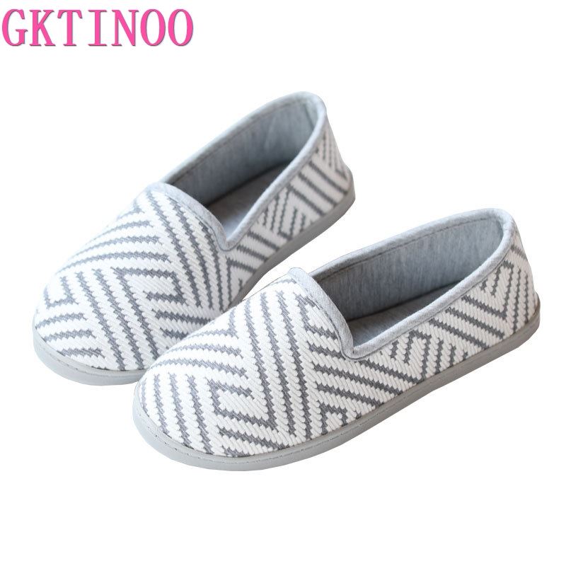 Fashion New 2025 Spring Autumn At Home Thermal Anti-Skid Slippers Women's Knitted Indoor Slippers Soft Outsole House Shoes