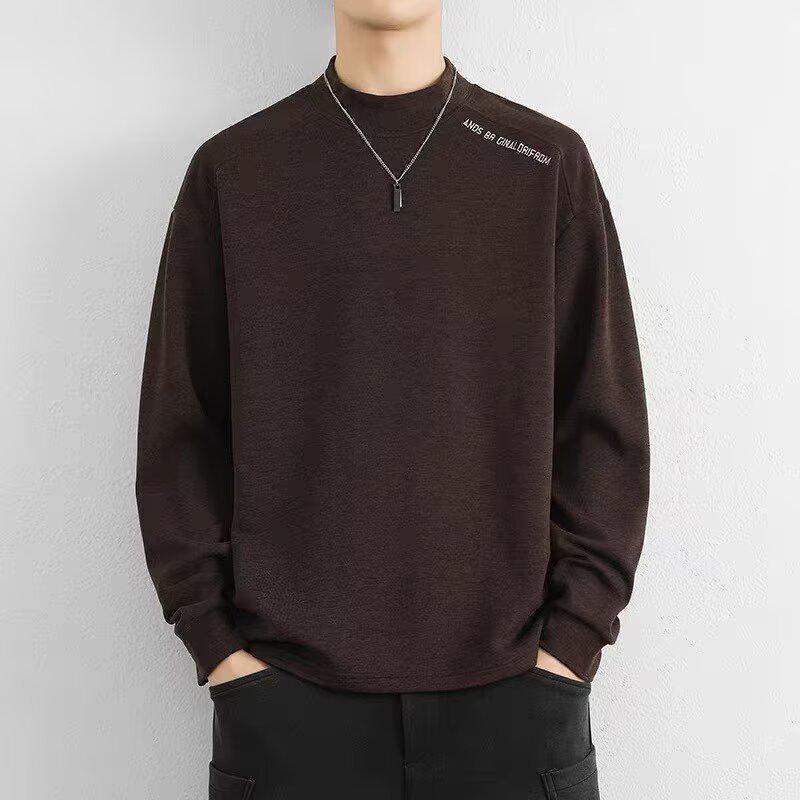 Men s American Style Loose Fit Long Sleeve Pullover - Warm Autumn/Winter Inner Wear Korean Version 3XL