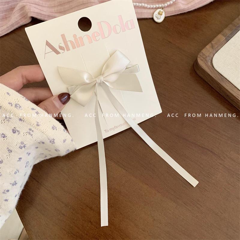 

Атласный бант кружевная заколка для волос лента завязка головной убор грязно-белый